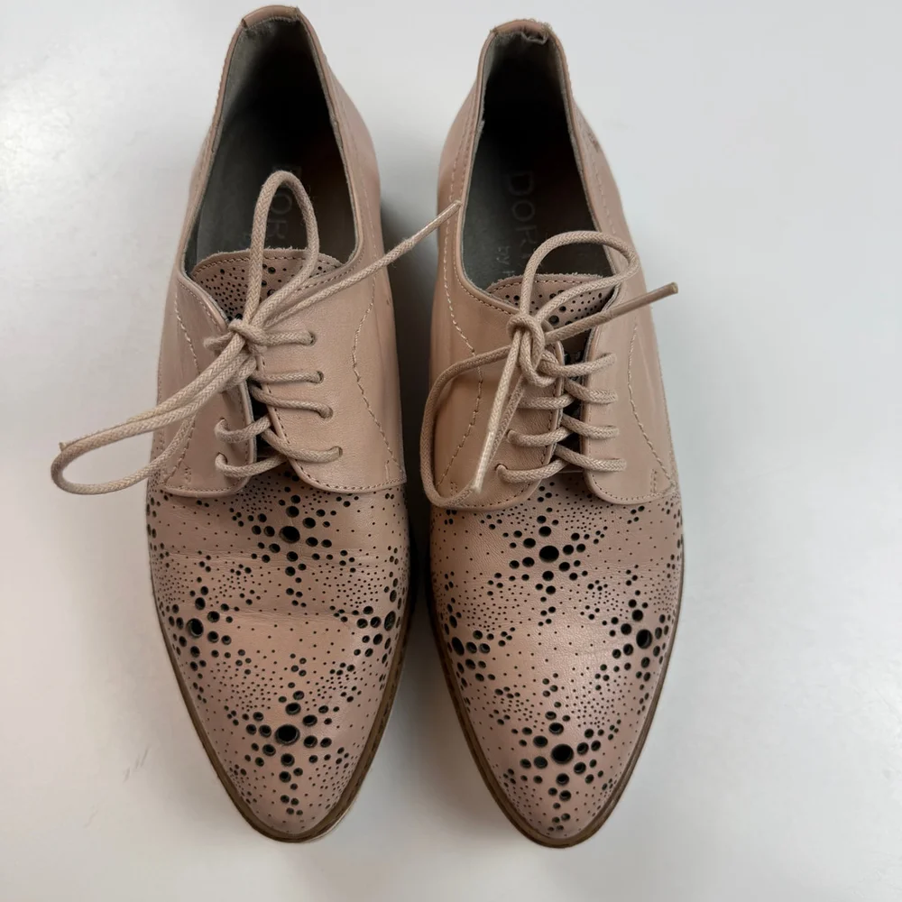 Dorking Fluchos Made in Spain Lace perforated wedge shoes pink size 6 EU 36 - Picture 7 of 11